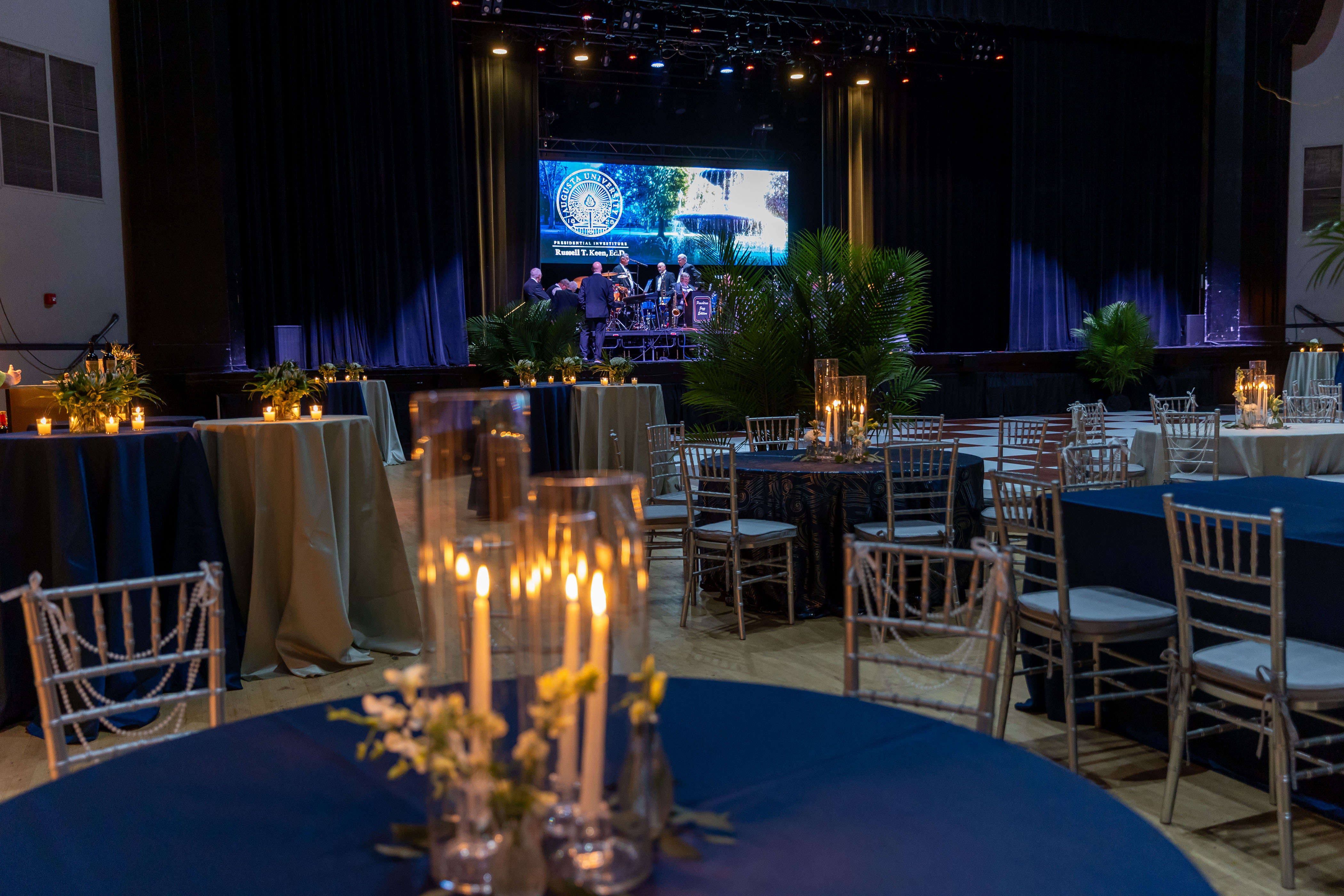 Dining tables at President's Investiture Celebration