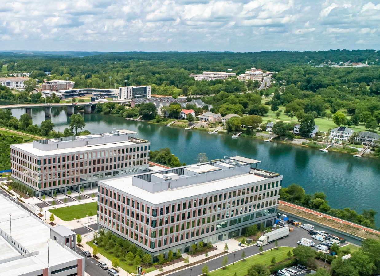 Two Cyber Buildings by the Savannah River.