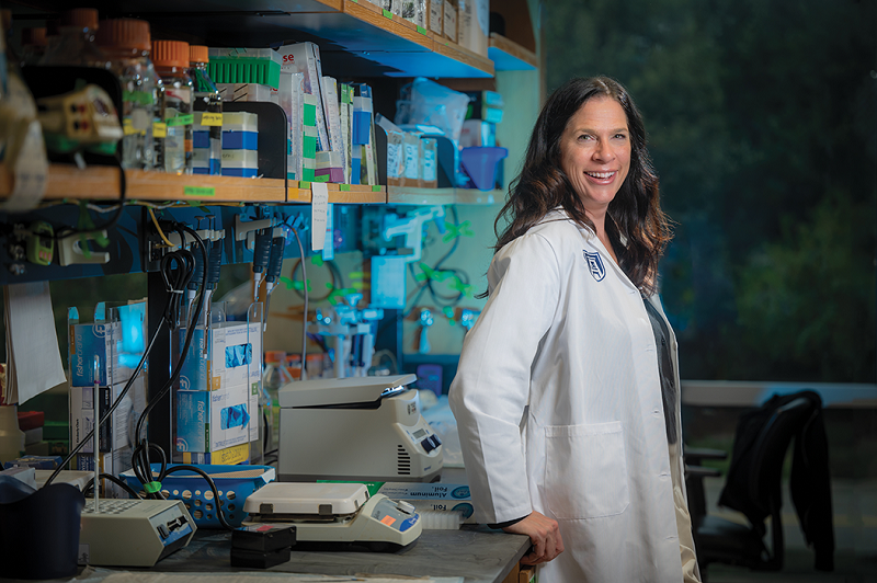 Jennifer Sullivan in the lab on campus