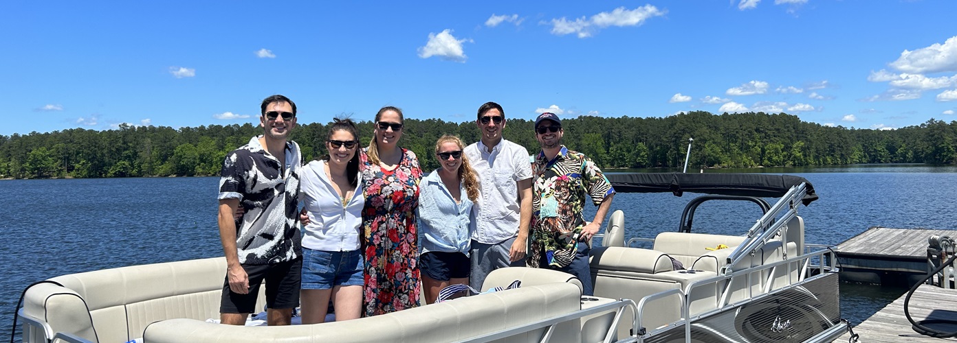 Fellows on a boat during a retreat