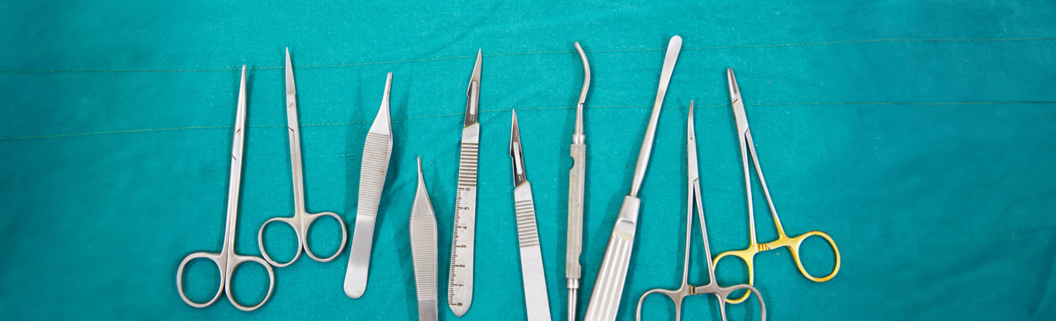 surgical tools laid out on table