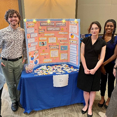 Students pose with their poster presentation