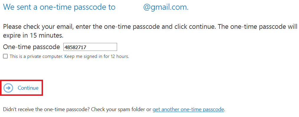 Screenshot of hypothetical passcode to allow access to encrypted email