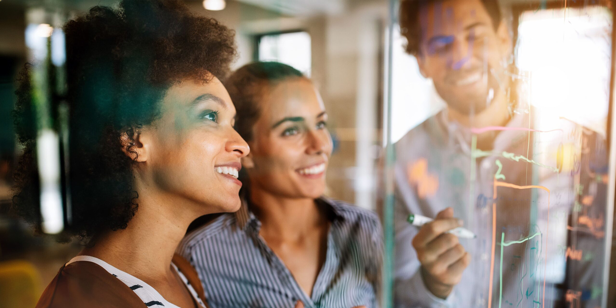 Group of coworkers working together